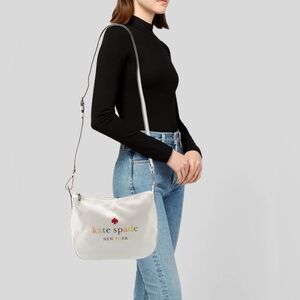 KATE SPADE New York Rainbow Crossbody Bag Shoulder Bag Leather White Dove